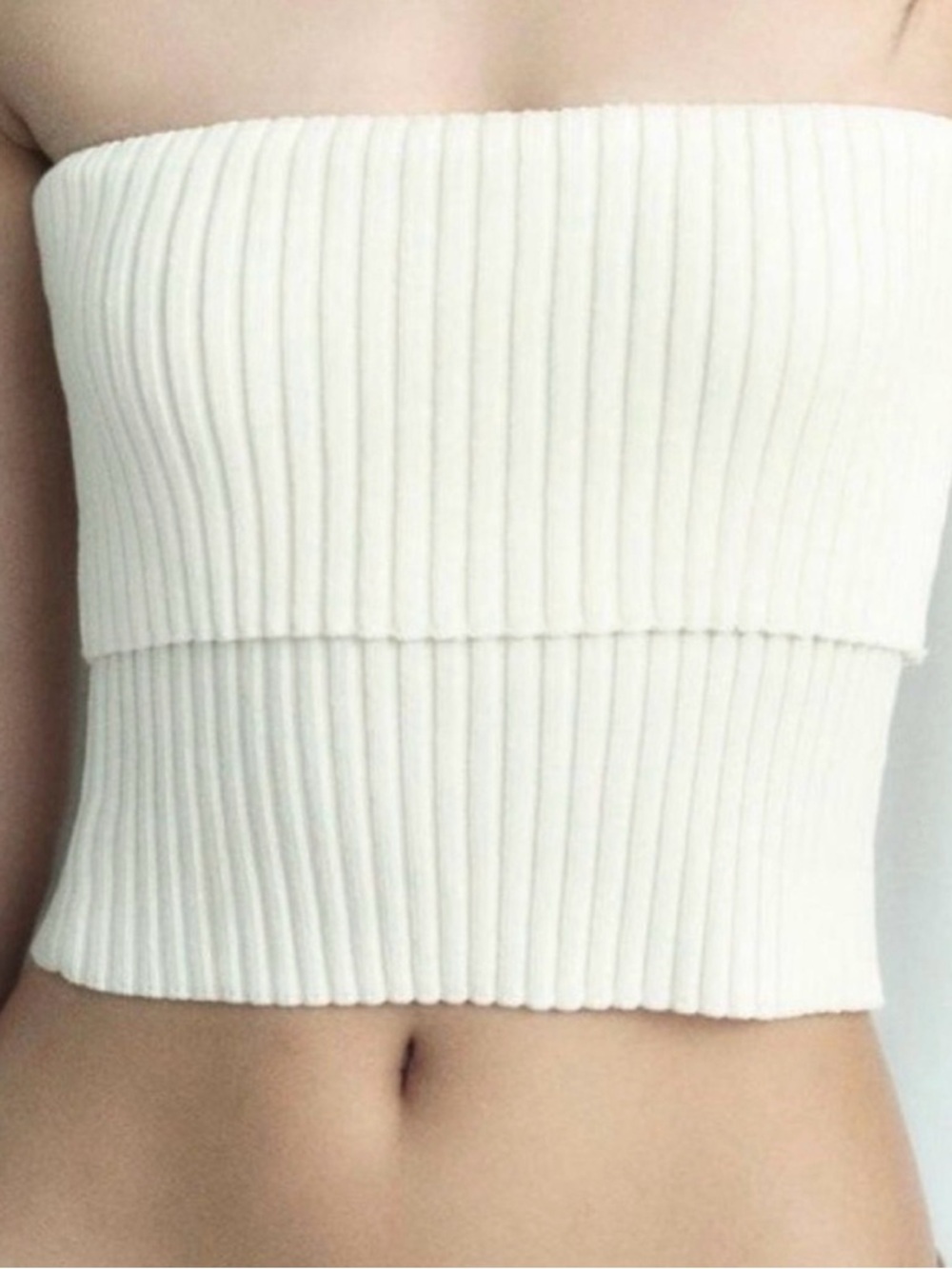 Zara Ribbed Strapless Tube Top - Ivory